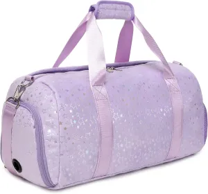 Sports Duffle Bag, Soft Plush Dance Duffle Bag with Wet & Shoe Compartments for Girls, Water Resistant Ballet Sport Travel Gym Bag Overnight Sleepover Bags for Girls