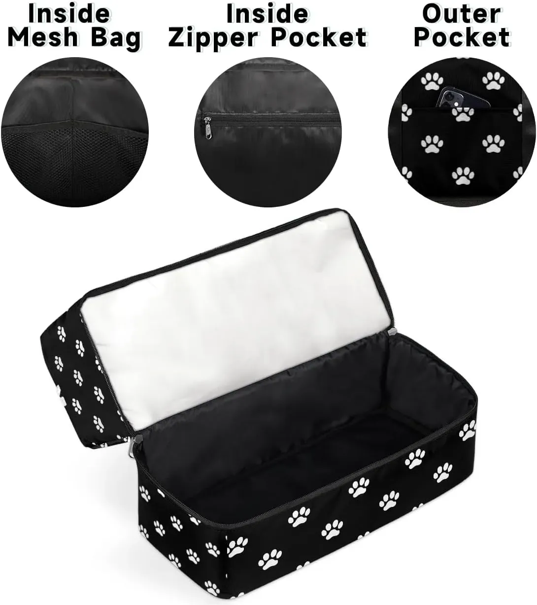 Sports Gym Bag Black Cat Dog Paw Prints Travel Duffel Bag Waterproof Lightweight Swim Bag Travel Tote Luggage Weekender Overnight Handbag Workout Bag with Shoes Compartment for Women Men
