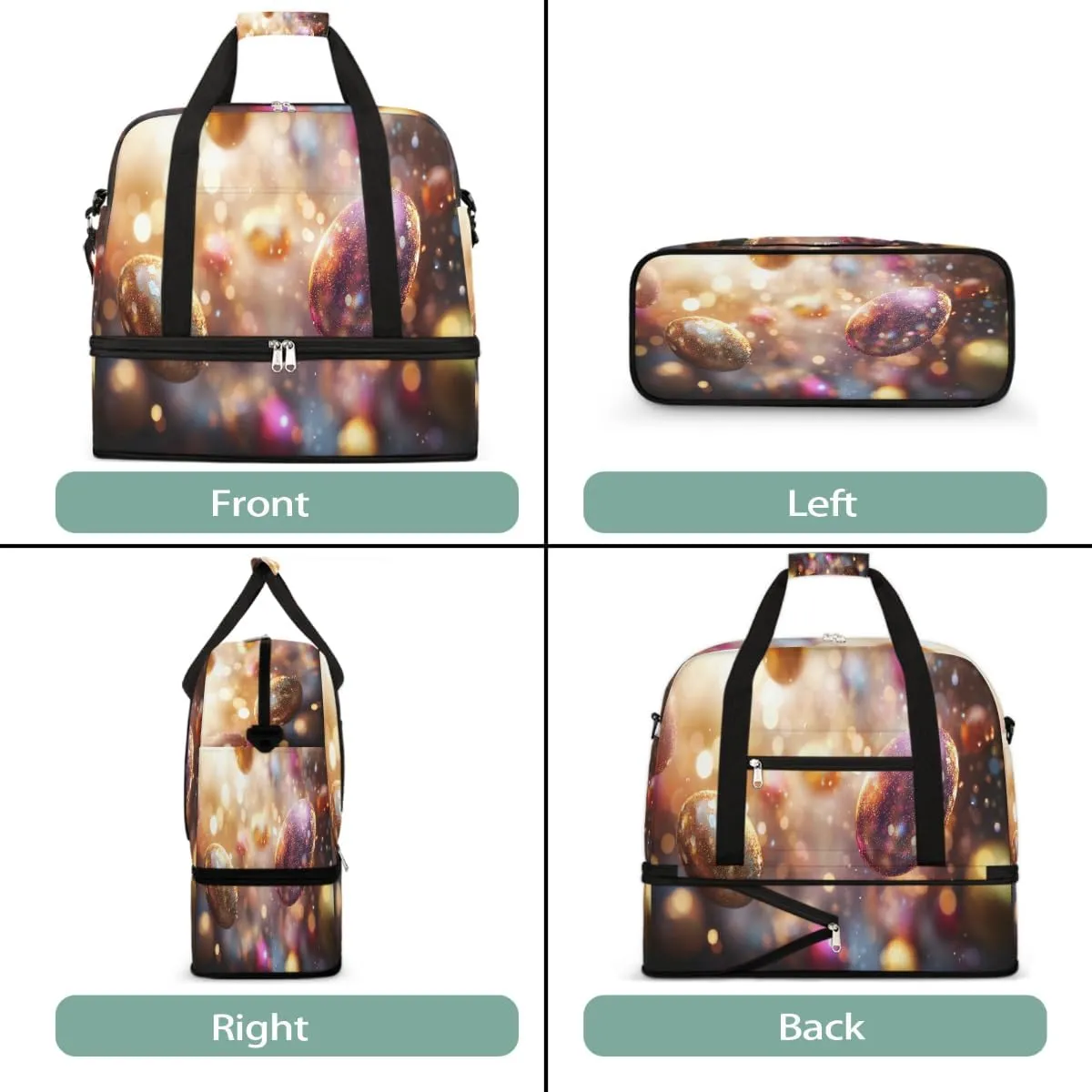 Sports Gym Bag Easter Eggs Starlight Large Travel Duffel Bag With Shoe Compartment Foldable Waterproof Carry-On Weekend Travel Bags for Camping Overnight Yoga Hospital Travel Bags
