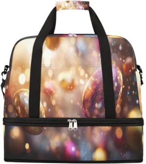 Sports Gym Bag Easter Eggs Starlight Large Travel Duffel Bag With Shoe Compartment Foldable Waterproof Carry-On Weekend Travel Bags for Camping Overnight Yoga Hospital Travel Bags