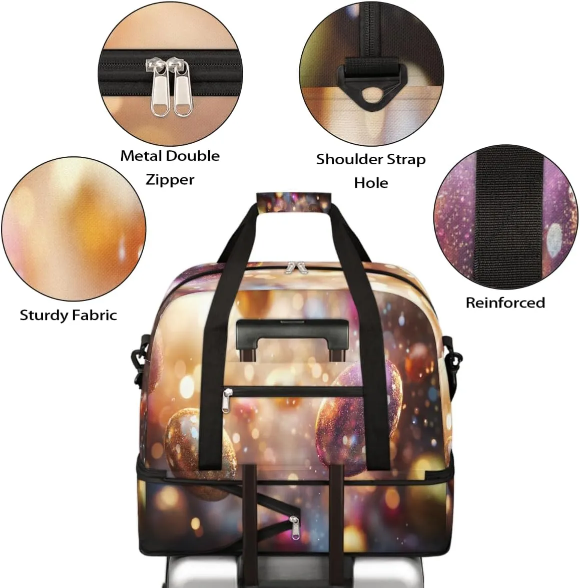 Sports Gym Bag Easter Eggs Starlight Large Travel Duffel Bag With Shoe Compartment Foldable Waterproof Carry-On Weekend Travel Bags for Camping Overnight Yoga Hospital Travel Bags