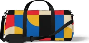 Sports Gym Bag for Women and Men Waterproof Abstract Geometric Pattern Bauhaus Style Duffel Bag Lightweight Carryon Traveling Boarding Gripsack