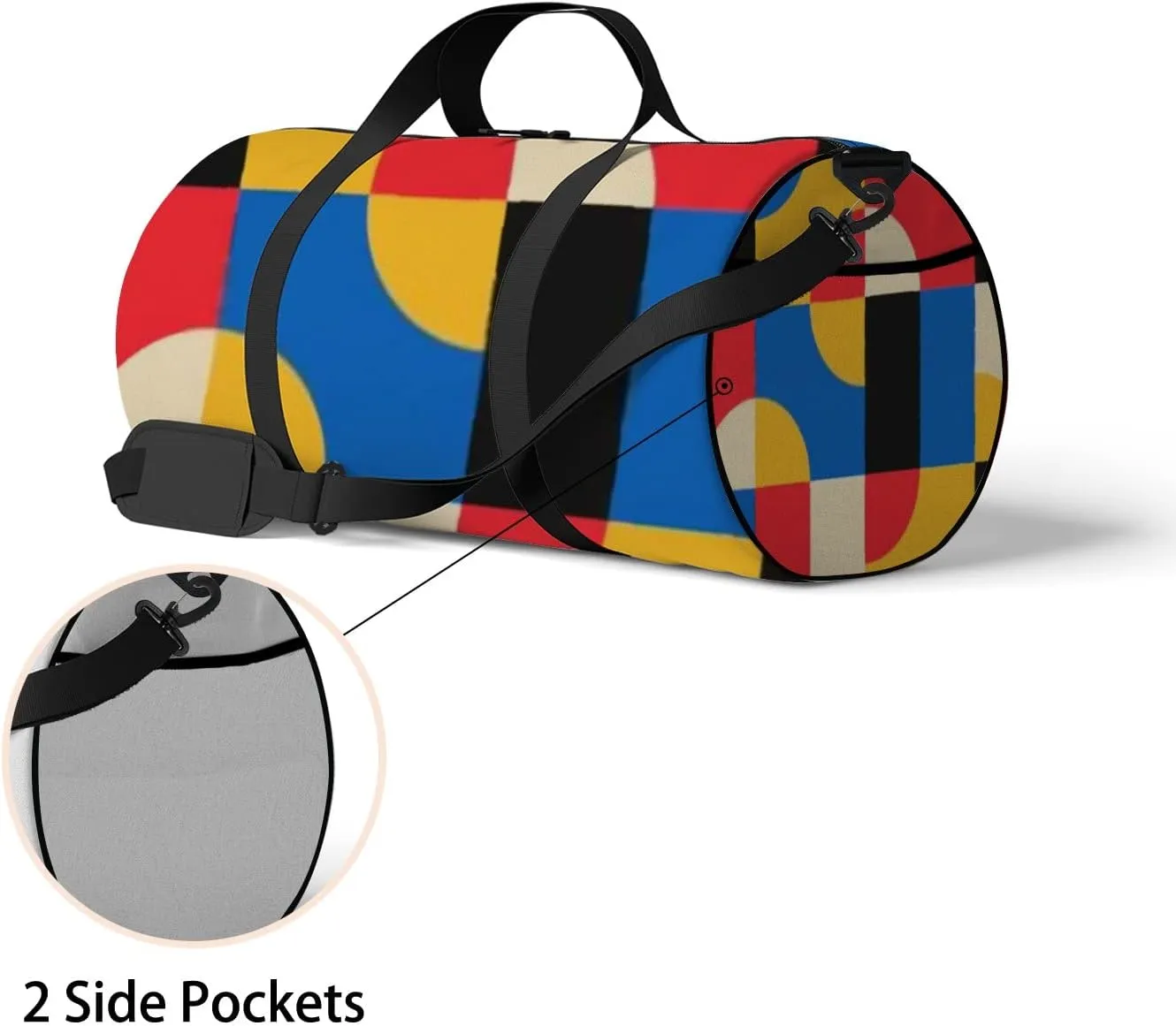 Sports Gym Bag for Women and Men Waterproof Abstract Geometric Pattern Bauhaus Style Duffel Bag Lightweight Carryon Traveling Boarding Gripsack