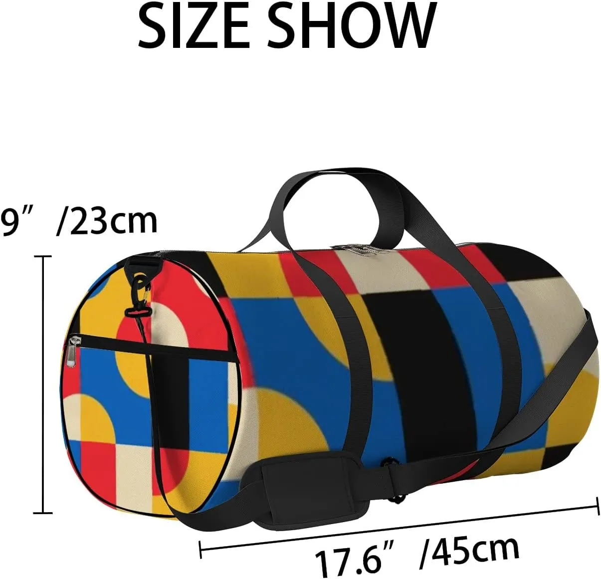 Sports Gym Bag for Women and Men Waterproof Abstract Geometric Pattern Bauhaus Style Duffel Bag Lightweight Carryon Traveling Boarding Gripsack