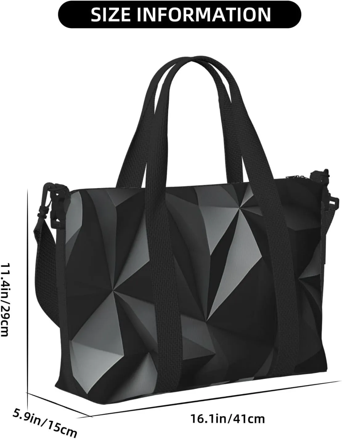 Sports Gym Bag for Women Men Travel Duffel Bag Tote Weekender Bag Carry on Overnight Bag for Travel Swimming Fitness Workout Sports black geometric Duffle Bag