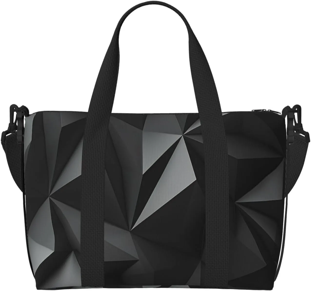 Sports Gym Bag for Women Men Travel Duffel Bag Tote Weekender Bag Carry on Overnight Bag for Travel Swimming Fitness Workout Sports black geometric Duffle Bag