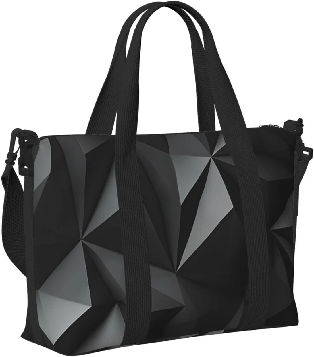 Sports Gym Bag for Women Men Travel Duffel Bag Tote Weekender Bag Carry on Overnight Bag for Travel Swimming Fitness Workout Sports black geometric Duffle Bag