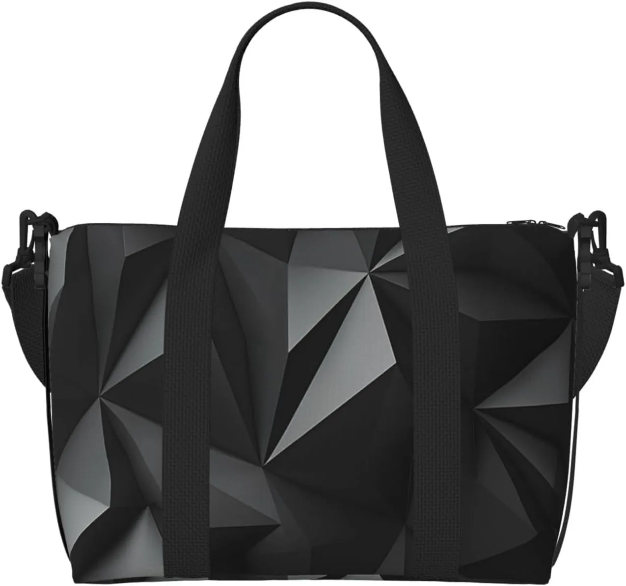Sports Gym Bag for Women Men Travel Duffel Bag Tote Weekender Bag Carry on Overnight Bag for Travel Swimming Fitness Workout Sports black geometric Duffle Bag
