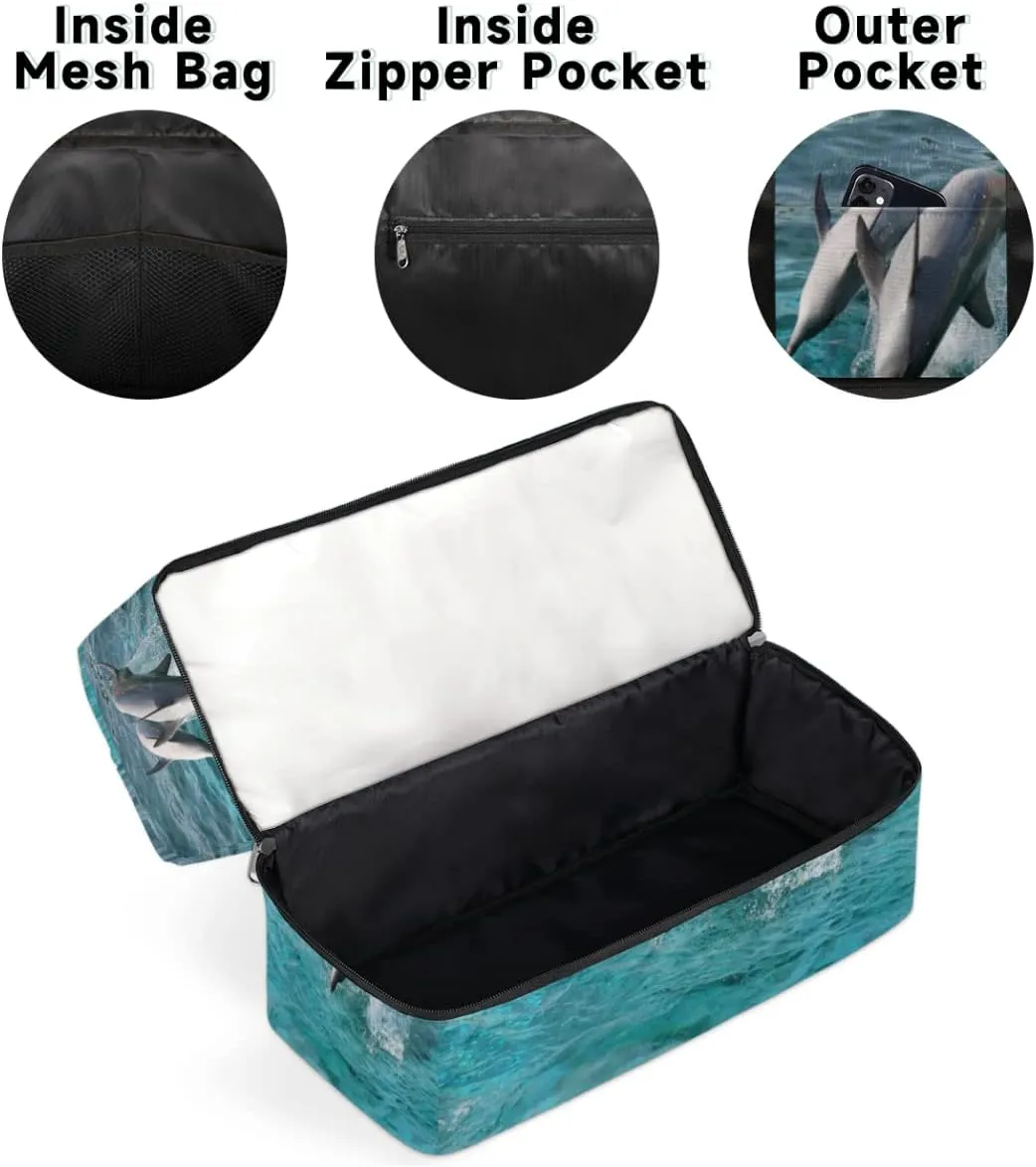 Sports Gym Bag Ocean Sea Cute Animal Dolphins Travel Duffel Bag Waterproof Lightweight Swim Bag Travel Tote Luggage Weekender Overnight Handbag Workout Bag with Shoes Compartment for Women Men