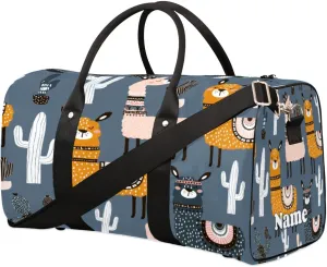 Sports Gym Duffel Bag Customized Name for Women & Men, Camel Cactus Summer Waterproof Tote Beach Bag Foldable Personal Item Travel Bag for Weekender Overnight Dance Carry-On Bag