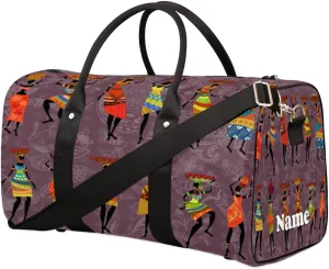 Sports Gym Duffel Bag Customized Name for Women & Men, Tribe Africa Egypt Waterproof Tote Beach Bag Foldable Personal Item Travel Bag for Weekender Overnight Dance Carry-On Bag