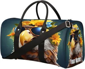 Sports Tote Gym Duffel Bag Funny Flower Falcon Customized Name for Women & Men,Waterproof Baseball Bag Foldable Personal Item Travel Bag for Weekender Overnight Dance Carry-On Bag