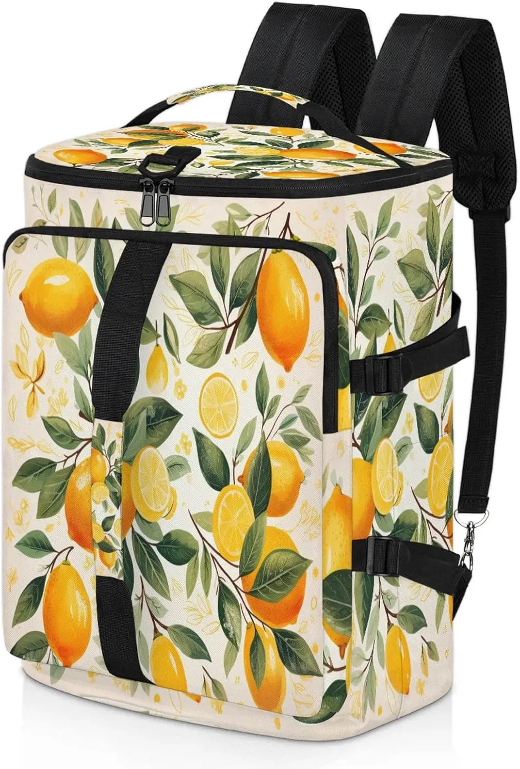 Spring Lemon Gym Duffle Bag Backpack Waterproof Sports Bags with Shoe Compartment 48L Carry On Overnight Weekender Travel Luggage