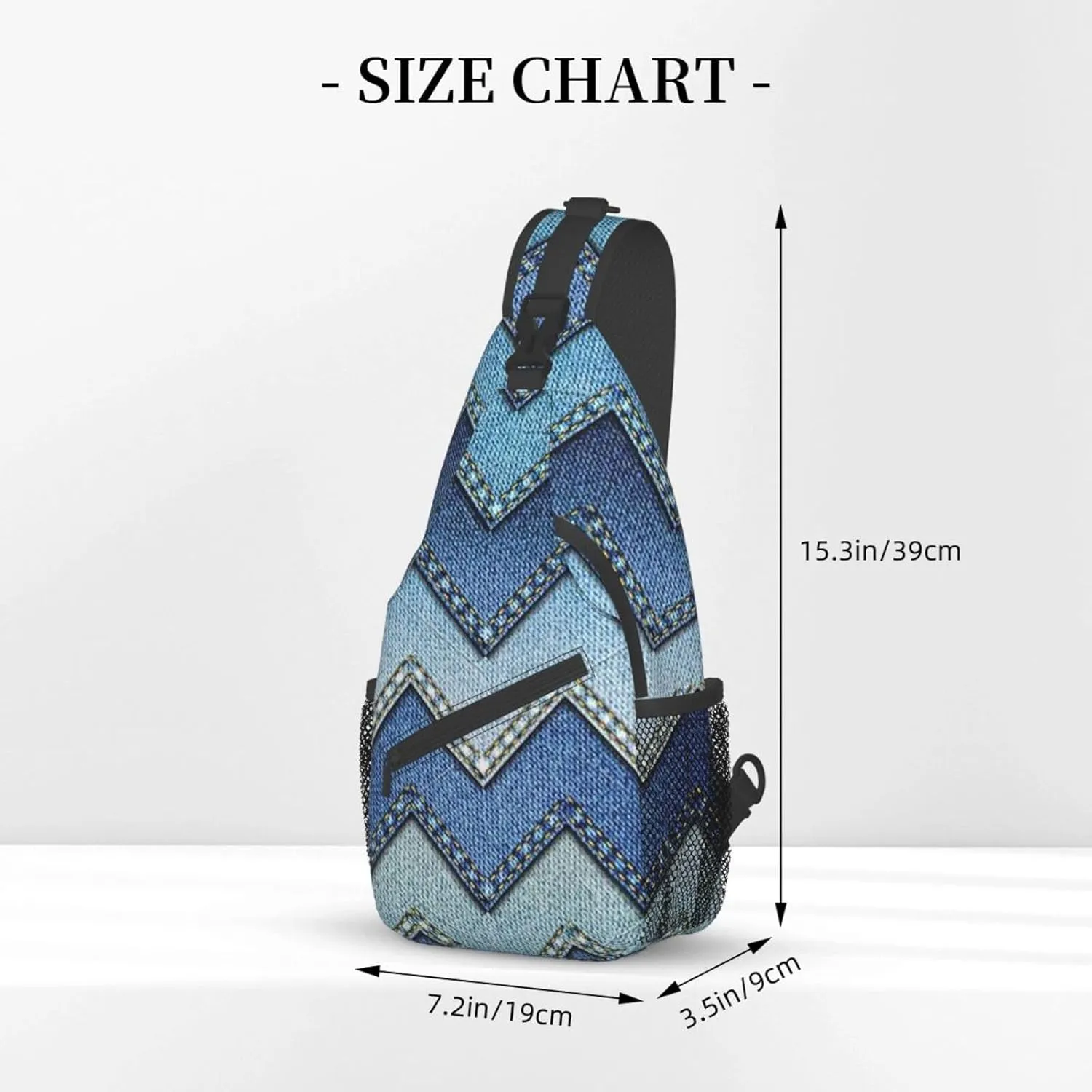 SSIMOO Gradient Blue Denim Versatile Travel Hiking Backpack-Perfect For Outdoor Cycling,Chest Shoulder Bag
