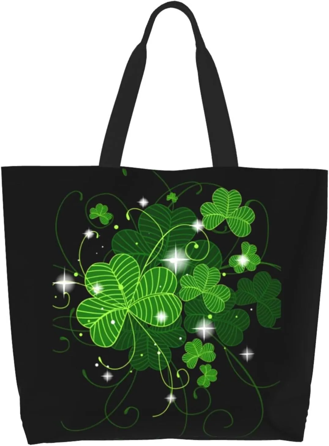 St. Patrick's Day Bag, Lucky Clover Tote Bag, Cute Shamrock Reusable Shoulder Bag Casual Bag for Shopping, Work