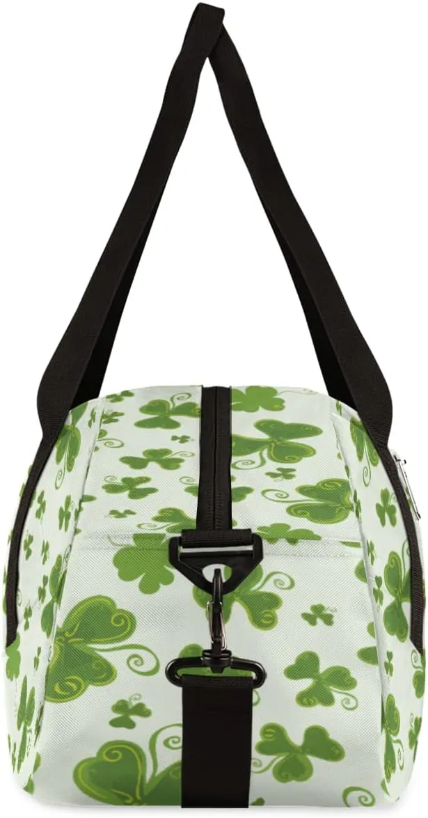 St. Patrick's Day Clover Leaves Kids Duffel Bag for Girls Boys Teens, Custom Name Dance Bag Overnight Small Duffel Bag Carry On Weekend Sports Gym Travel Bag for School Practice Gymnastics Ballet