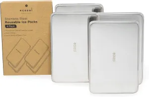 Stainless Steel Lunch Chillers - Ice Packs for Lunch Bags, Lunch Boxes, Bento Boxes and Coolers - 4 Pack, Plastic-Free and Sustainable
