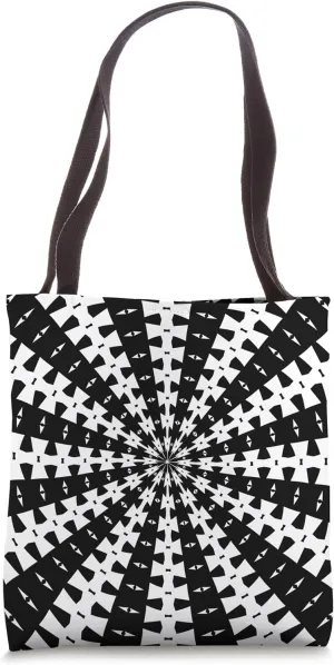 Starlight Beam With Dovetail Pattern White On Black Tote Bag