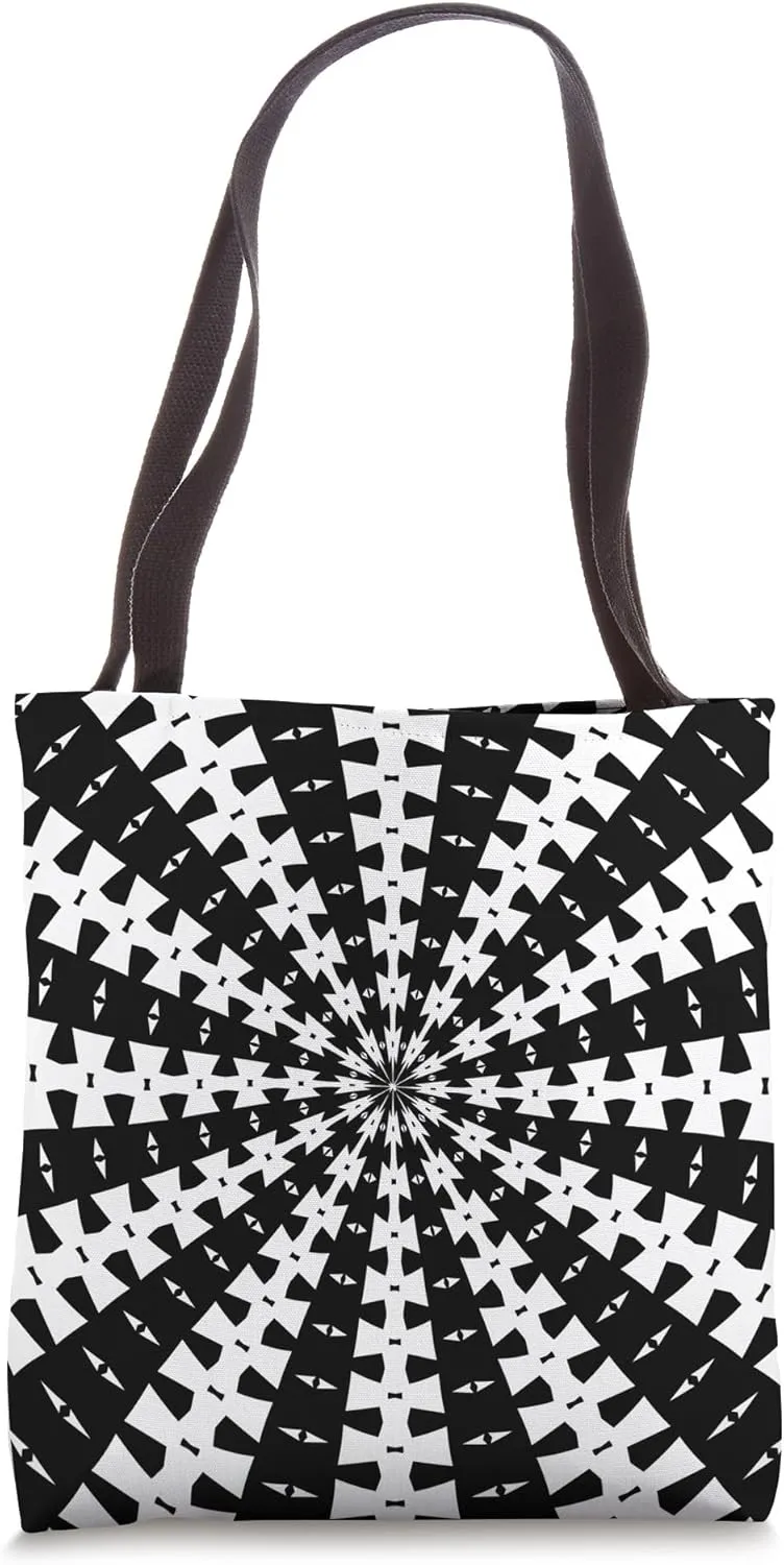 Starlight Beam With Dovetail Pattern White On Black Tote Bag
