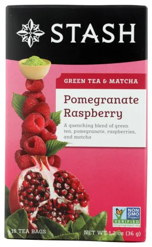 Stash Premium Pomegranate Raspberry Green Tea, Tea Bags, 18-Count Boxes (Pack of 6)