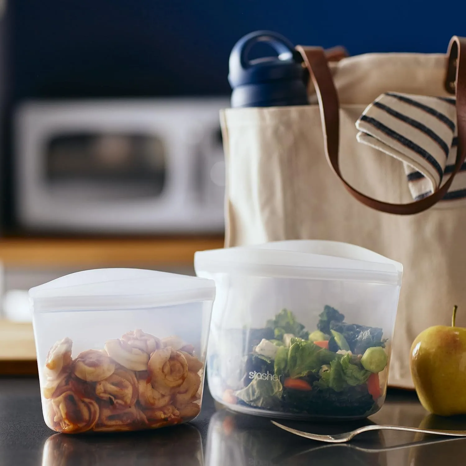 Stasher Premium Silicone Reusable Food Storage Bags, 3-Pack, Clear | Multi-Use Food Storage Bags, Lunch Bag, Travel Containers | BPA Free, Leak-free, Dishwasher-Safe, Eco-friendly