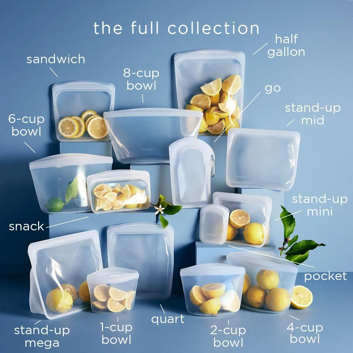 Stasher Premium Silicone Reusable Food Storage Bags, 3-Pack, Multi | Multi-Use Food Storage Bags, Lunch Bag, Travel Containers | BPA Free, Leak-free, Dishwasher-Safe, Eco-friendly