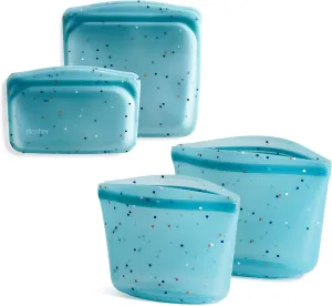 Stasher Premium Silicone Reusable Food Storage Bags, 4-Pack, Sea Spray | Multi-Use Food Storage Bags, Lunch Bag, Travel Containers | BPA Free, Leak-free, Dishwasher-Safe, Eco-friendly