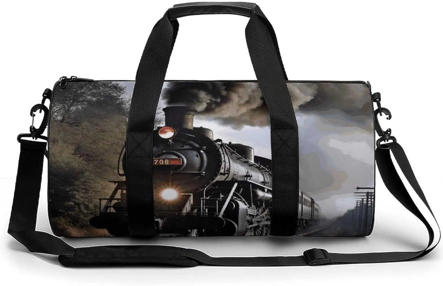 Steam Train Gym Bag for Men Women Water Resistant Duffle Bag Travel Lightweight Bag for Travel Sports