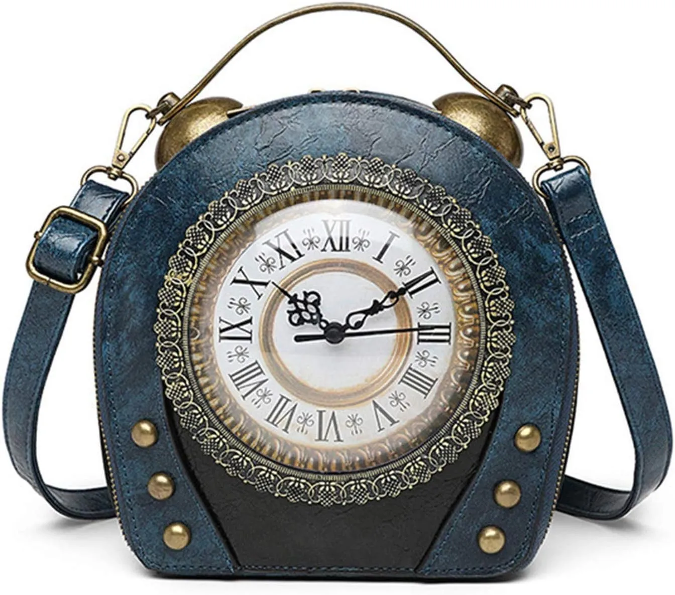 SteamPunk Handbags Women Real Working Clock Antique Shoulder Bag Pu Leather Retro Vintage Evening Cross Body Messenger Bag