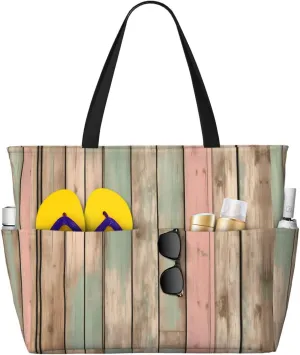 Striped Checked Beach Tote Bag For Women Beach Bag Waterproof And Sandproof Tote Bag Large Travel Bag