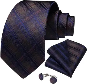 Striped Designer Silk Ties for Men Business Wedding Cufflinks Hanky Men Accessories Gift