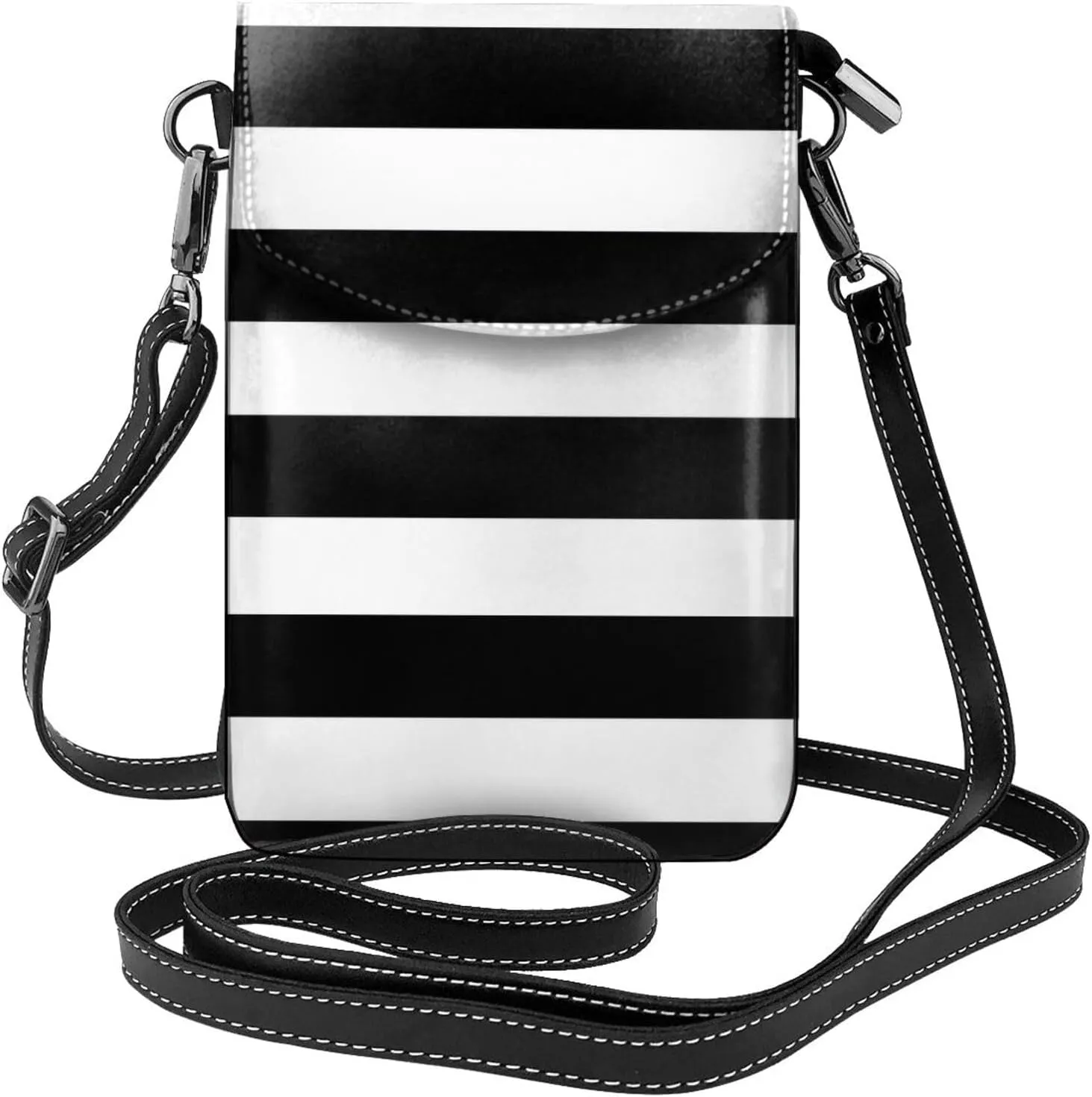 stripes black white Print Small Crossbody Handbags Adjustable Shoulder Strap for Women Mini Cell Phone Purse