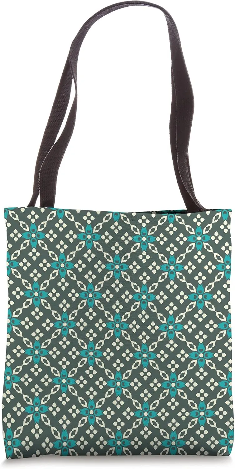 Stylish Teal Green Ornate Decorative Geometric Art Pattern Tote Bag