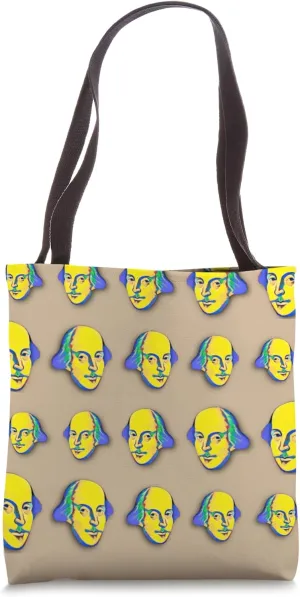 Stylized First Folio Portrait Shakespeare Bard Pattern Tote Bag