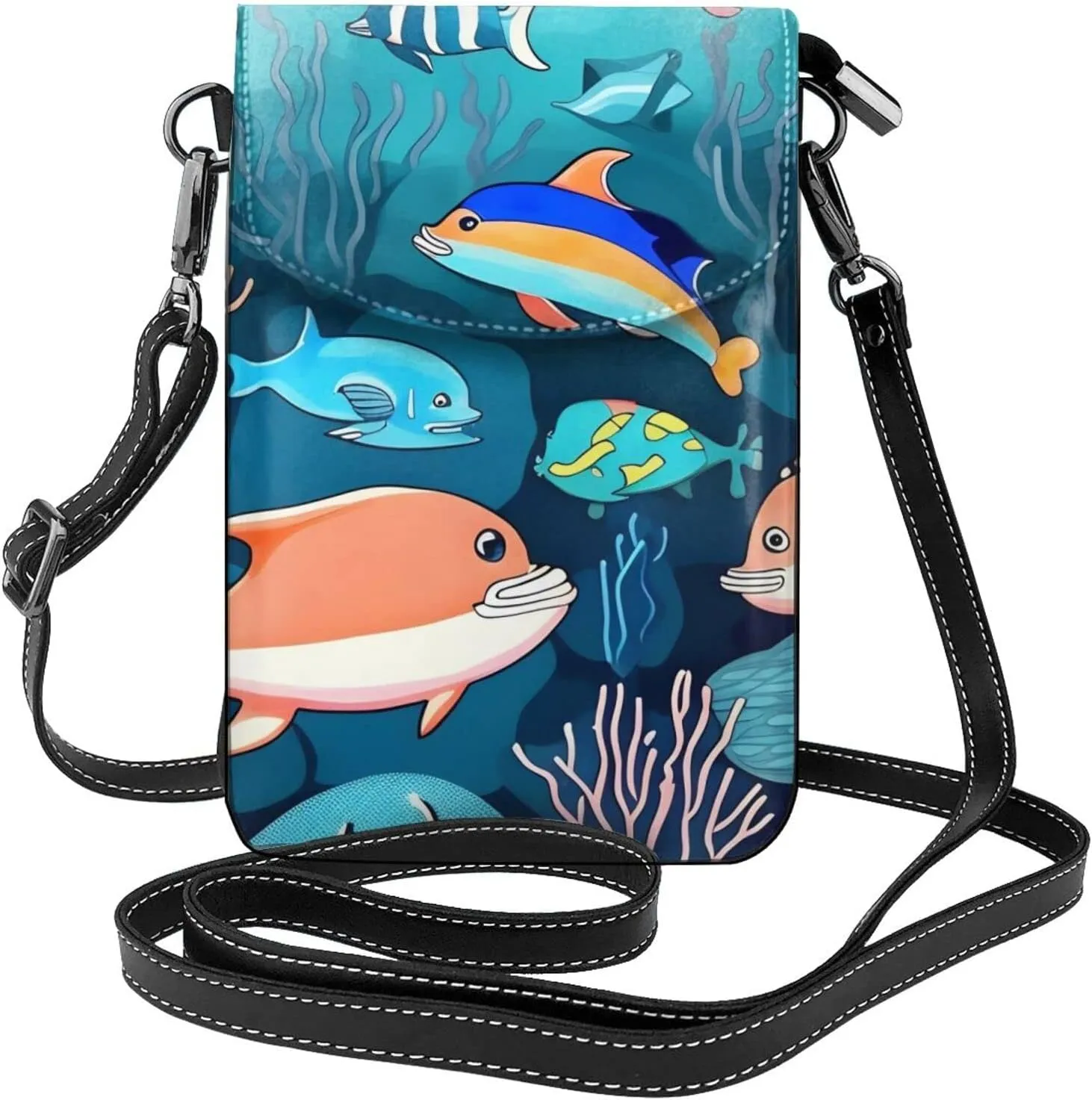 Submarine Dolphins Women'S Crossbody Bag, Zipper Phone Wallet, ^Cute Purse, Shoulder Bag, Detachable Shoulder Strap