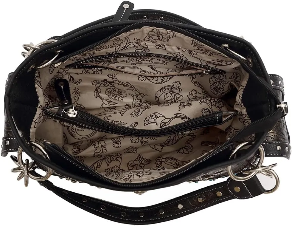 Sugar Skull Rose Flower Day of the Dead Purse Punk Gothic Totes Women Fashion Handbag Skeleton Shoulder Bag Wallet Set
