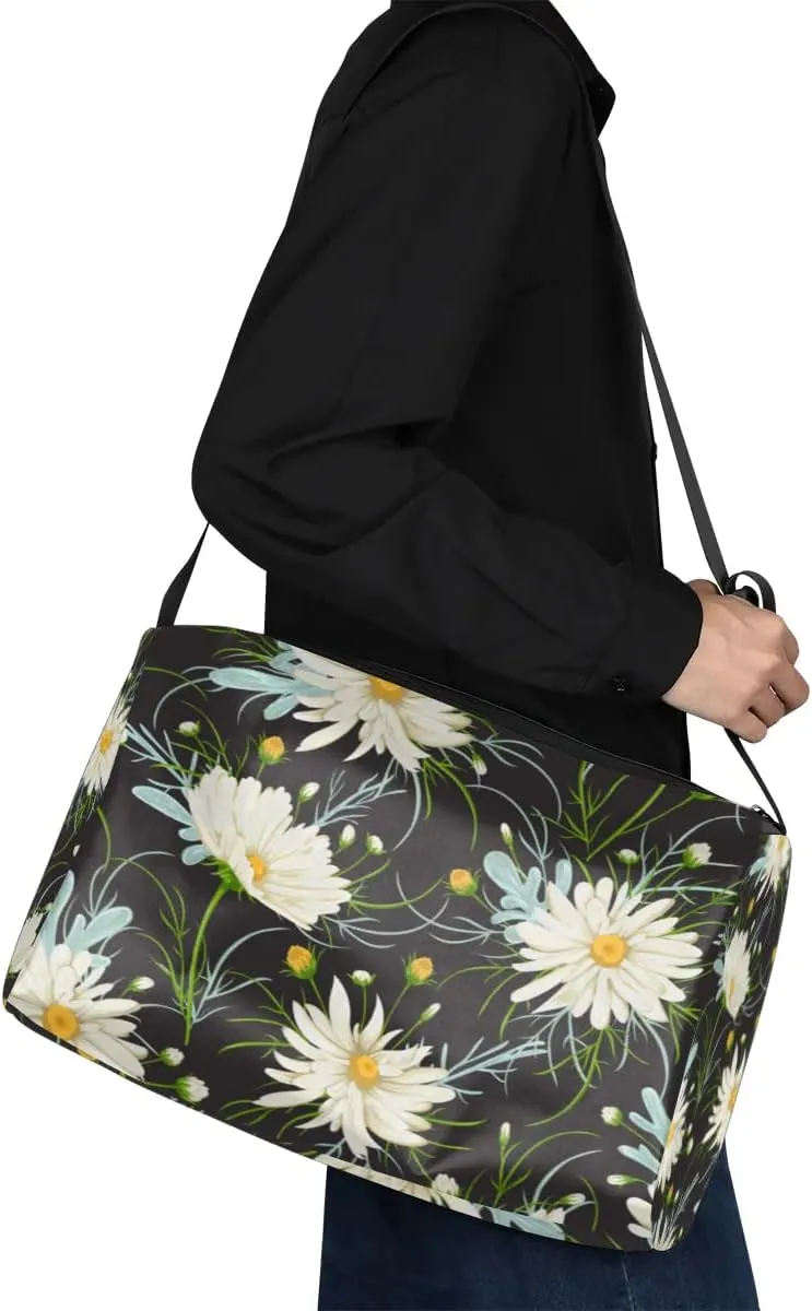 Summer Little Daisys Small Gym Bag for Men Women Workout Sport Duffle Bag Waterproof Weekender Overnight Bag Lightweight Carry on Tote Bag Crossbody Shoulder Travel Bag for Swim Yoge Dance