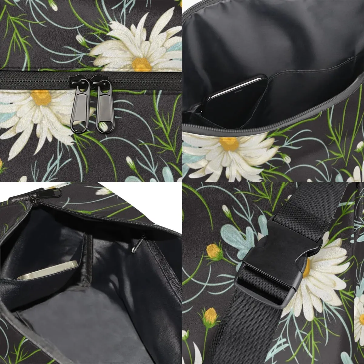 Summer Little Daisys Small Gym Bag for Men Women Workout Sport Duffle Bag Waterproof Weekender Overnight Bag Lightweight Carry on Tote Bag Crossbody Shoulder Travel Bag for Swim Yoge Dance