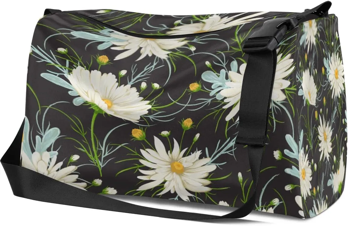 Summer Little Daisys Small Gym Bag for Men Women Workout Sport Duffle Bag Waterproof Weekender Overnight Bag Lightweight Carry on Tote Bag Crossbody Shoulder Travel Bag for Swim Yoge Dance