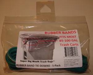 Super Big Mouth Trash Bags Rubber Bands 5-Pack Fits 85-100 Gallon Cans/Carts