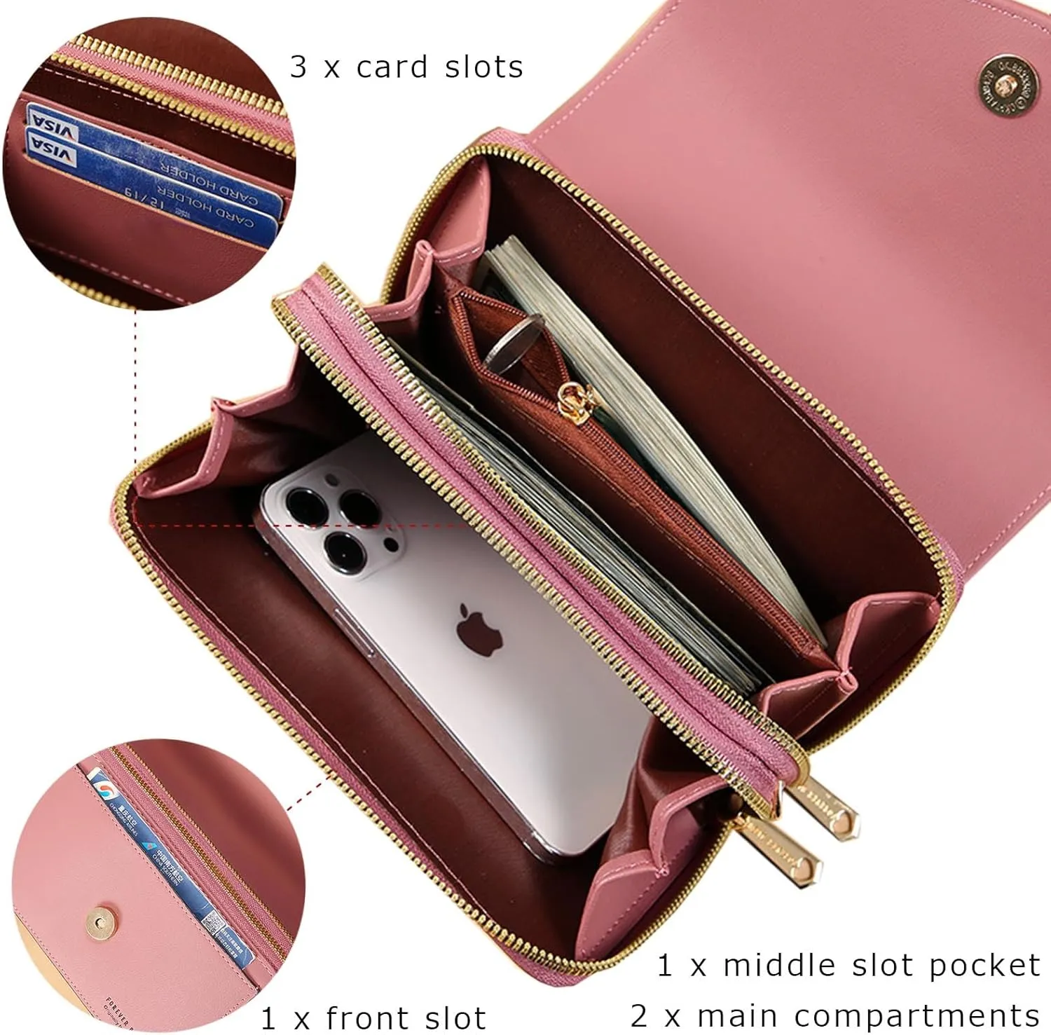 Sursee Small Crossbody Bag for Women PU Leather Shoulder Handbags Cute Wallet Purse with Credit Card Slots