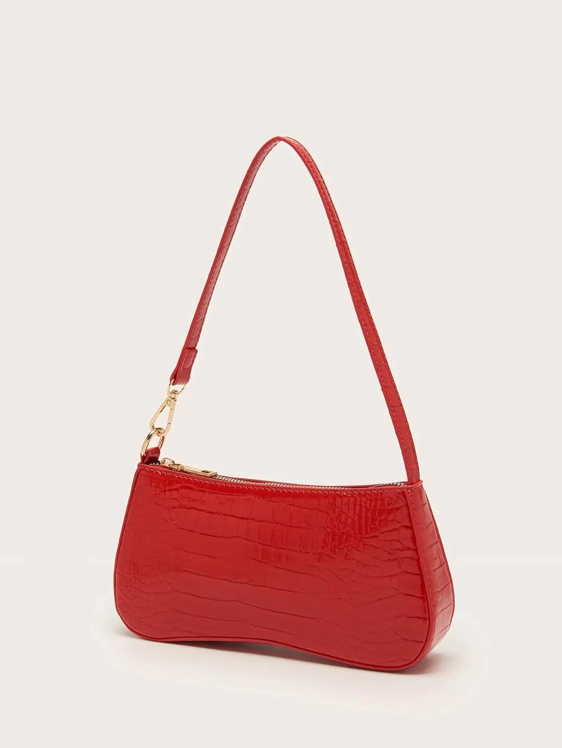 SweatyRocks Women's Small Crocodile Print Shoulder Bag Leather Clutch Purse Handbag with Zipper Closure
