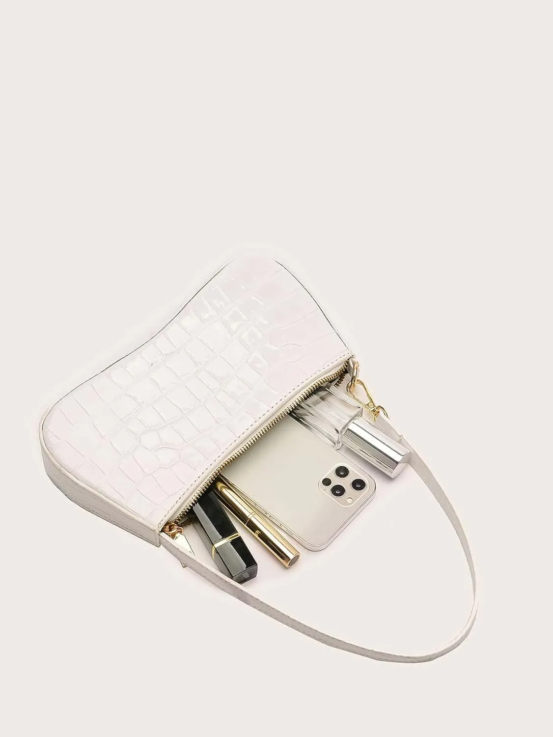 SweatyRocks Women's Small Crocodile Print Shoulder Bag Leather Clutch Purse Handbag with Zipper Closure