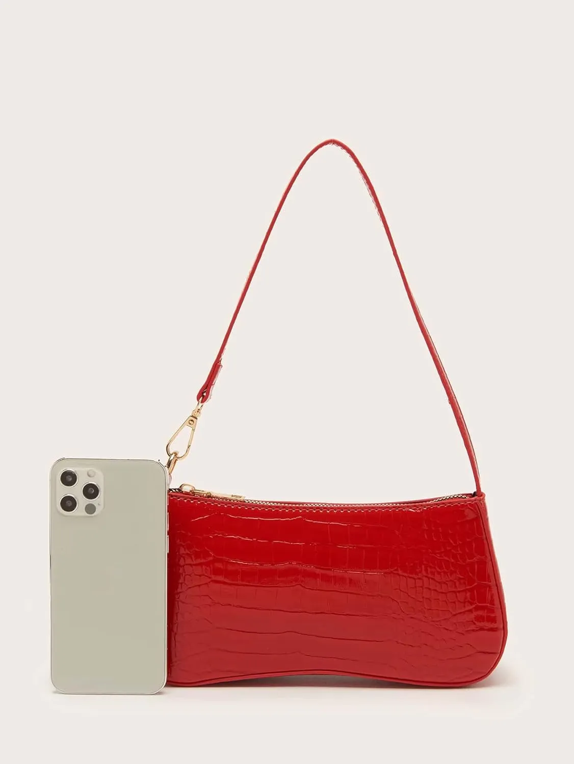 SweatyRocks Women's Small Crocodile Print Shoulder Bag Leather Clutch Purse Handbag with Zipper Closure