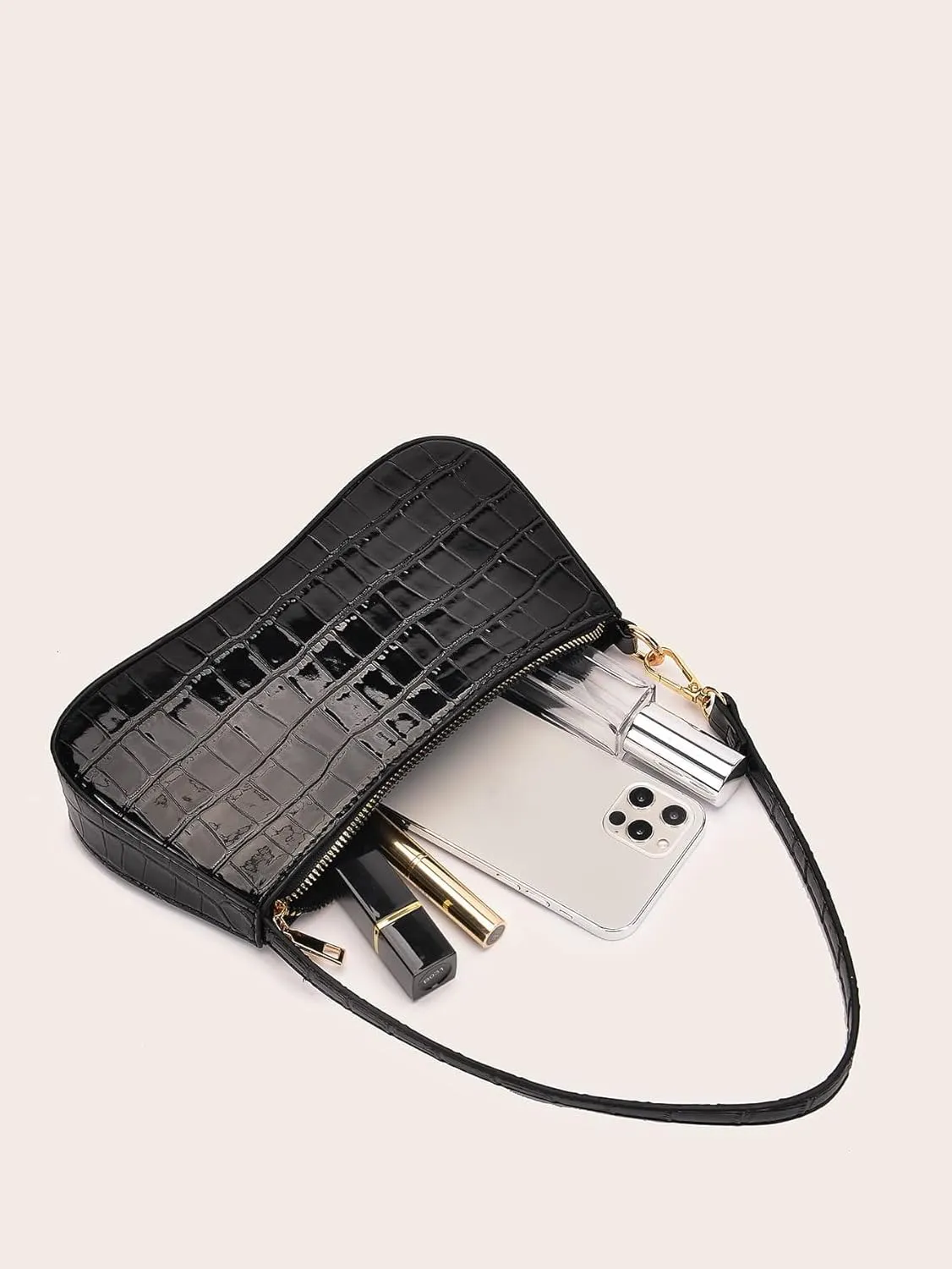 SweatyRocks Women's Small Crocodile Print Shoulder Bag Leather Clutch Purse Handbag with Zipper Closure