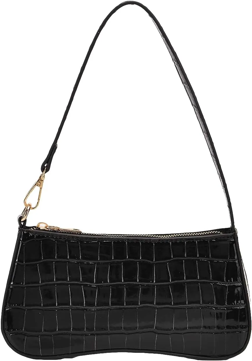 SweatyRocks Women's Small Crocodile Print Shoulder Bag Leather Clutch Purse Handbag with Zipper Closure