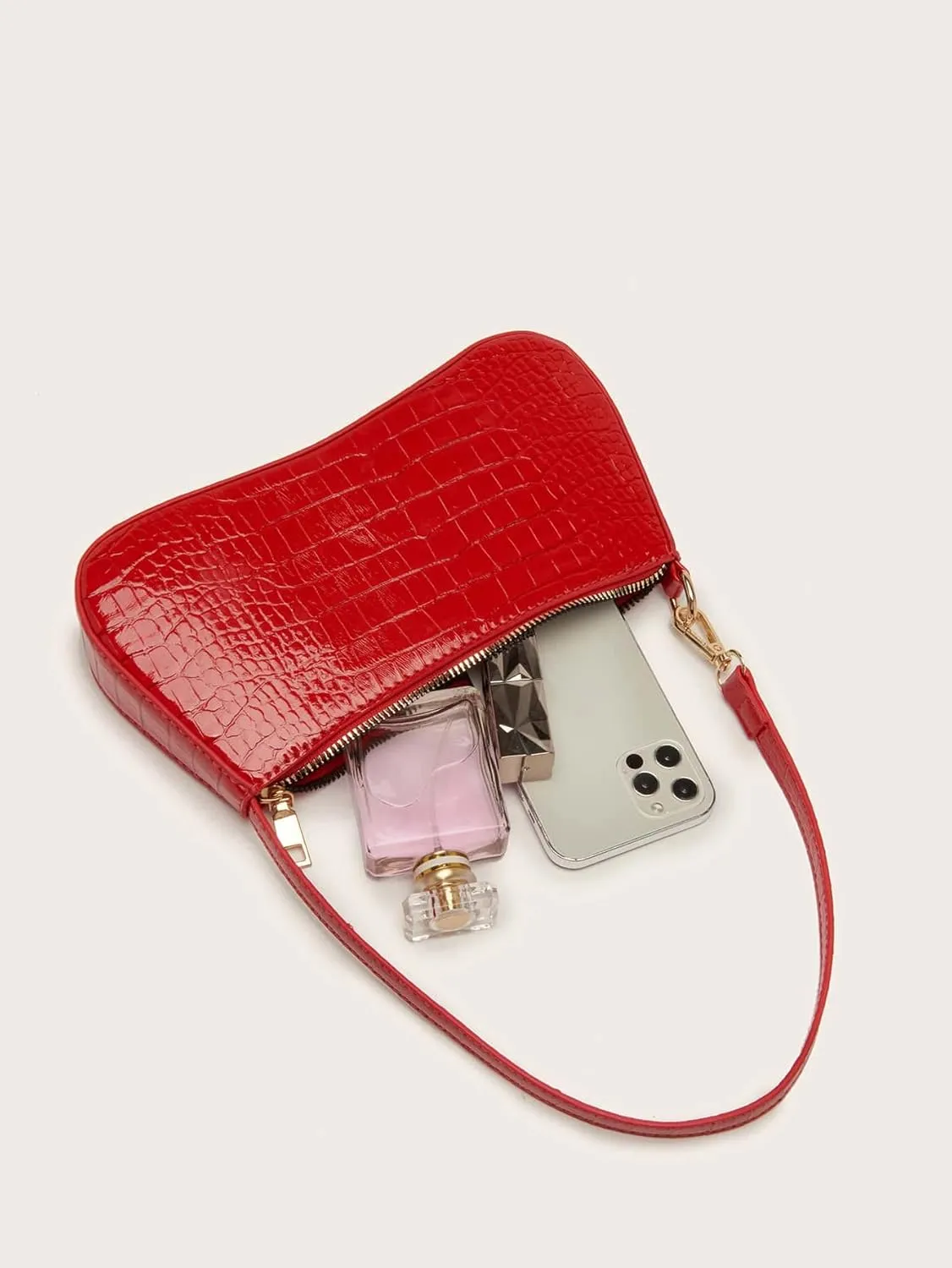 SweatyRocks Women's Small Crocodile Print Shoulder Bag Leather Clutch Purse Handbag with Zipper Closure