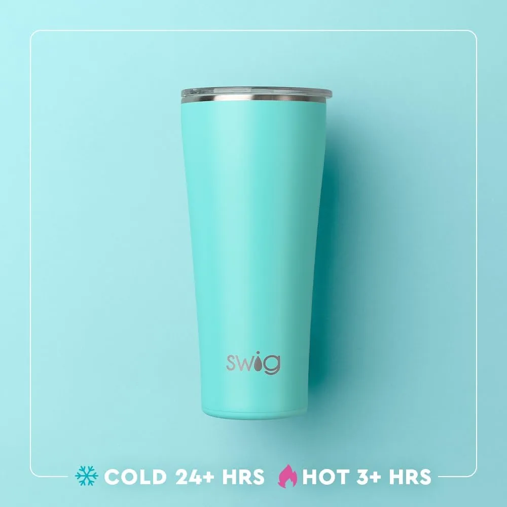 Swig Life 32oz Insulated Tumbler, Travel Coffee Tumbler with Lid, Cup Holder Friendly Travel Coffee Mug, Stainless Steel Thermos with Lid (Dreamsicle)