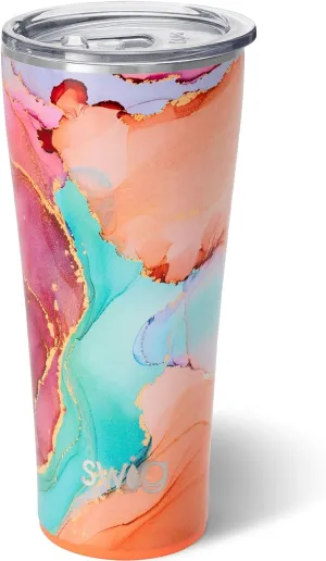 Swig Life 32oz Insulated Tumbler, Travel Coffee Tumbler with Lid, Cup Holder Friendly Travel Coffee Mug, Stainless Steel Thermos with Lid (Dreamsicle)