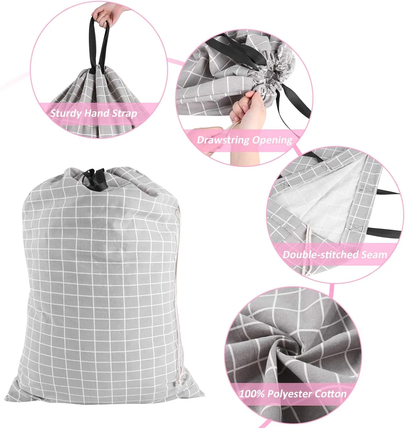 SWISSELITE Laundry Bag with Handle and Drawstring, Large Heavy Duty Laundry Bag, 28 x 40 Inches Travel Dirty Clothes Bag for Laundromat and Household